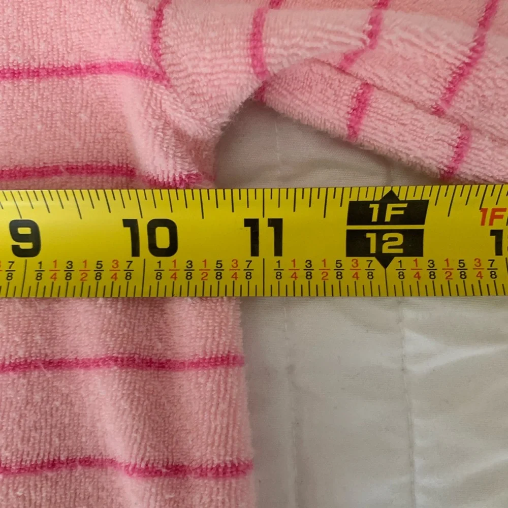 Vintage Oshkosh Baby Footed Sleeper Girls XXL 18M Pink Terry Cloth PJ Striped
